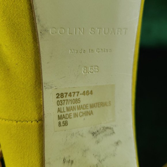 Vibrant Yellow Colin Stuart Peep Toe Suede Platform Heels - Picture 8 of 9